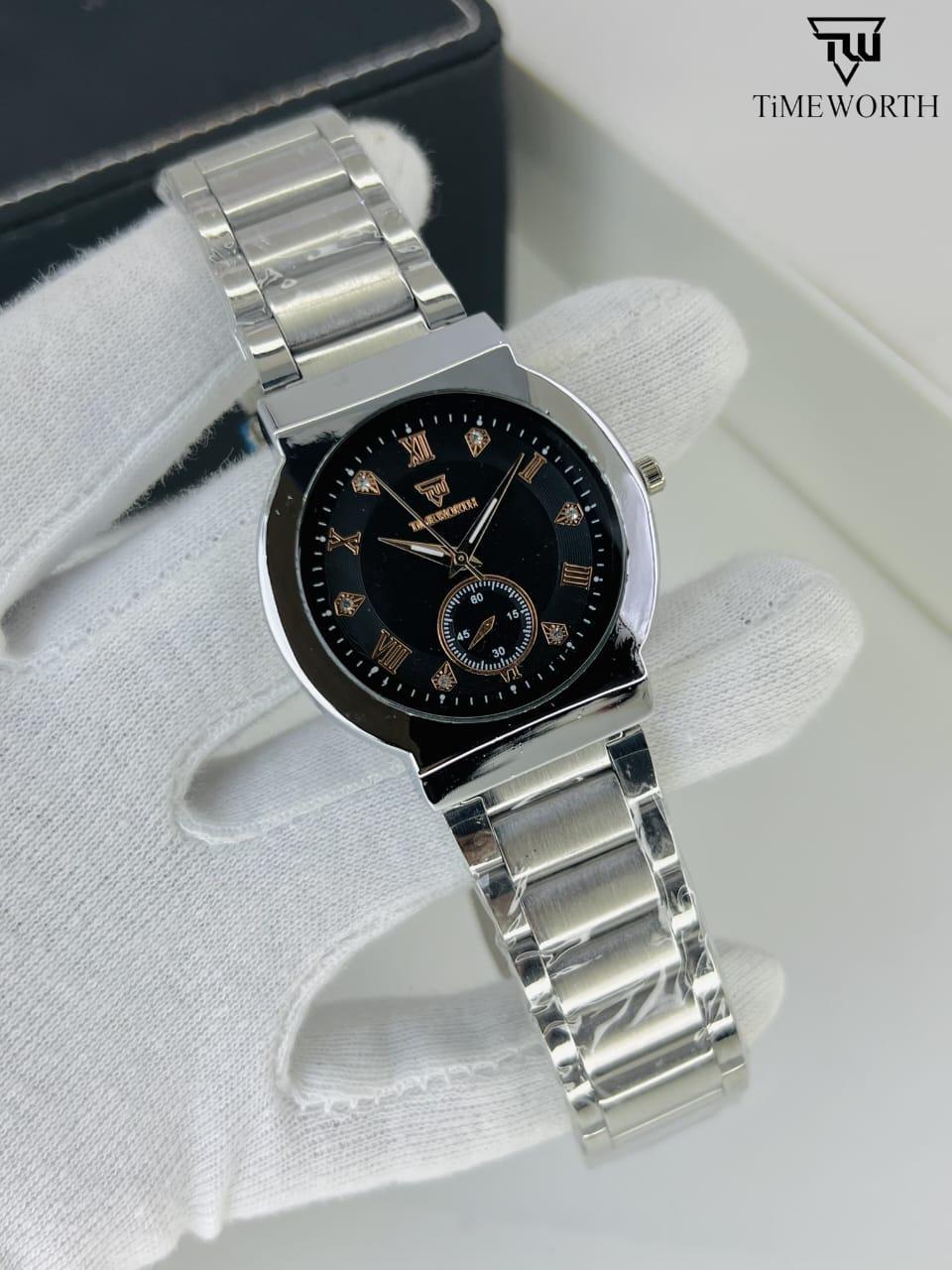 Men's Quartz Chain Strap Watch - 3 Pcs Water Resistant Timepieces