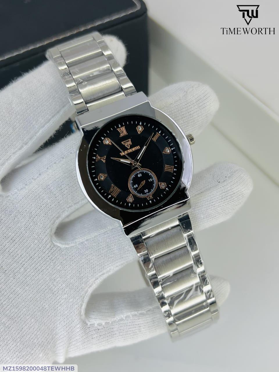 Men's Quartz Chain Strap Watch - 3 Pcs Water Resistant Timepieces