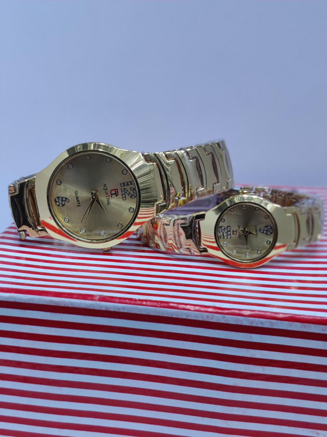 Couple's Golden Chain Watches